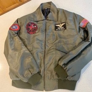 NEW W/O TAGS TOP GUN CWU-36 REPLICA FLIGHT JACKET GREEN SZ XL